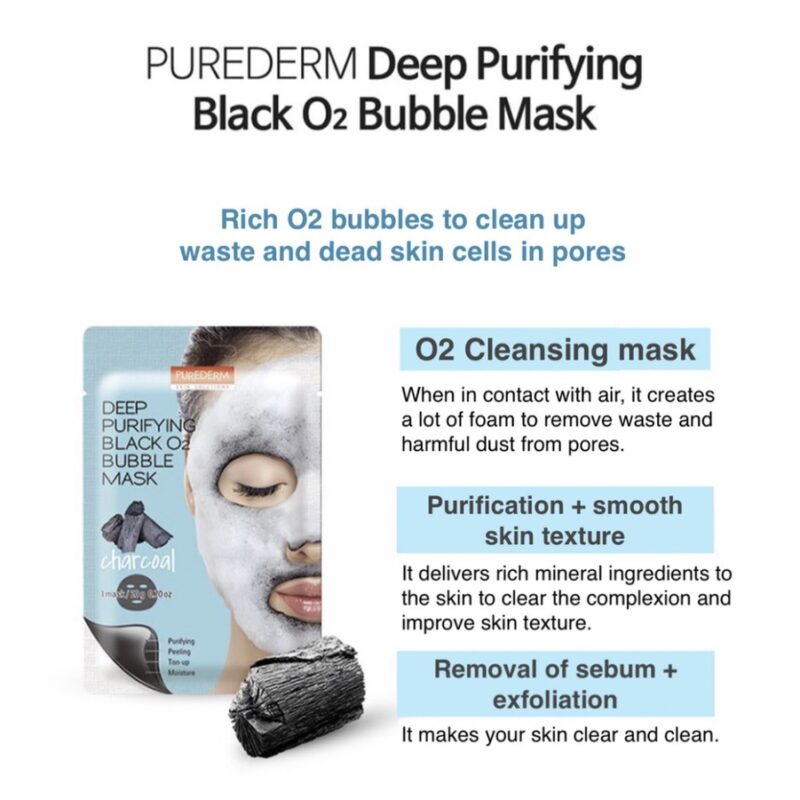 [purederm] black o2 bubble mask 100ml - detoxify your skin with our black o2 bubble mask