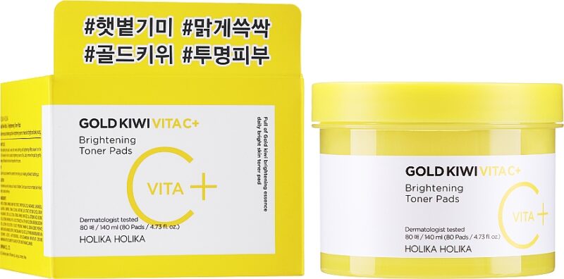 [holika holika] gold kiwi vita c+ brightening toner pad - brighten and nourish your skin with our toner pads - image 2