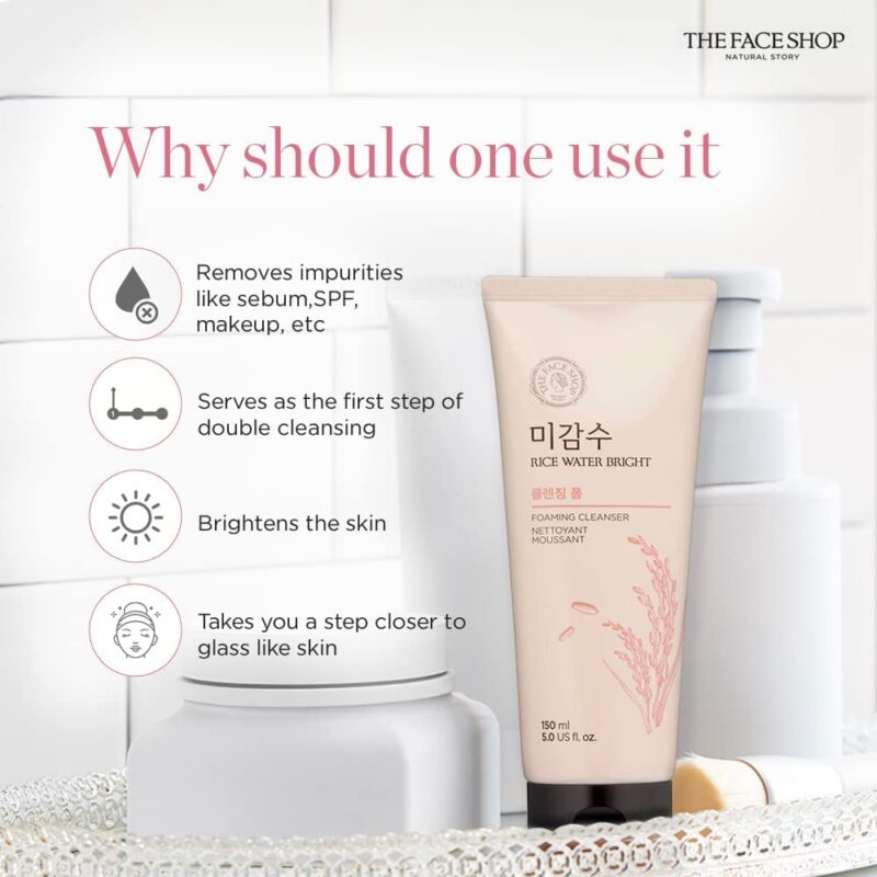 [the face shop] rice water bright cleansing foam 150ml - brighten and cleanse your skin with our cleansing foam - image 4