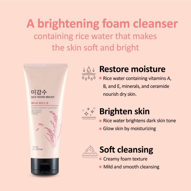 [the face shop] rice water bright cleansing foam 150ml - brighten and cleanse your skin with our cleansing foam - image 6
