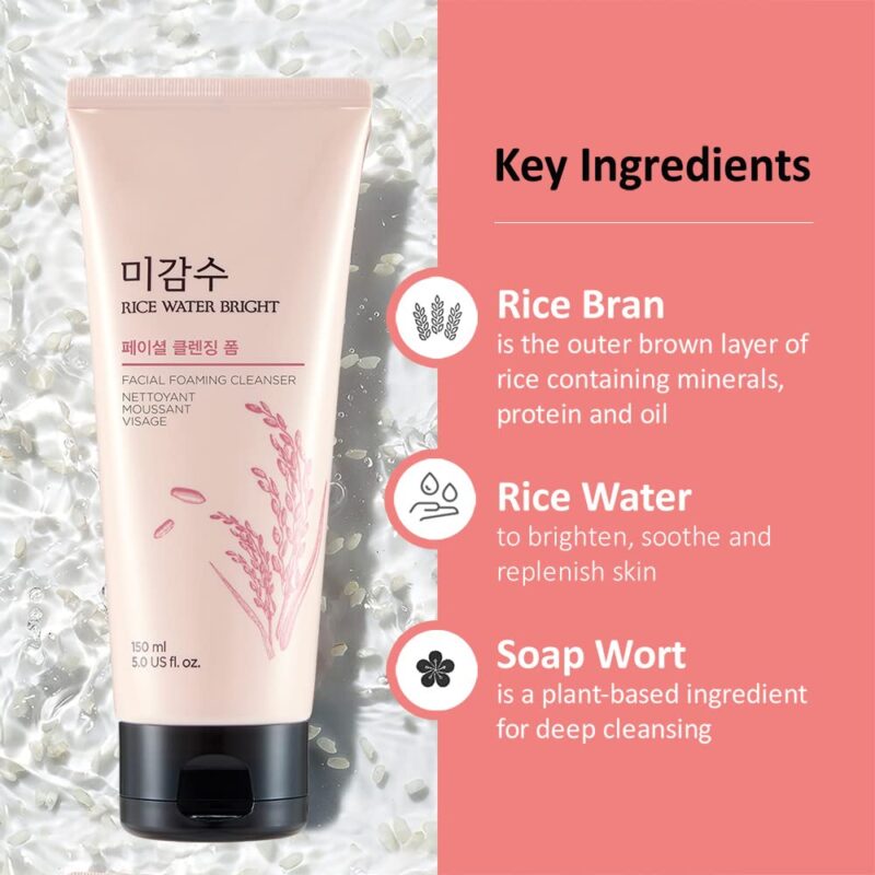 [the face shop] rice water bright cleansing foam 150ml - brighten and cleanse your skin with our cleansing foam - image 3