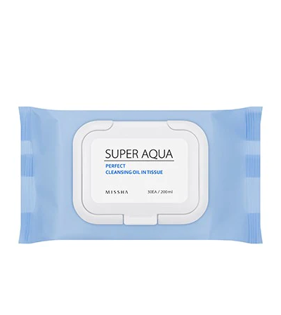 [MISSHA] Super Aqua Perfect Cleansing Oil in Tissue (30 sheets) - Conveniently Remove Makeup with Our Cleansing Oil Tissues