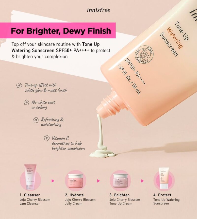 [innisfree] tone up watering sunscreen 50ml - protect and hydrate your skin from the sun with our tone up watering sunscreen - image 2