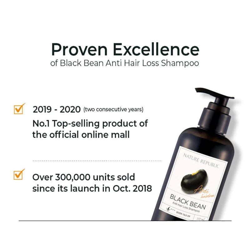 [nature republic] black bean anti hair loss shampoo 300ml - strengthen and nourish your hair with our anti hair loss shampoo - image 3