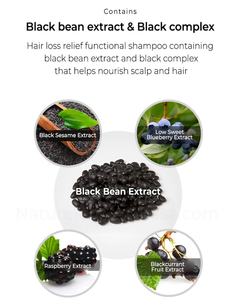 [nature republic] black bean anti hair loss shampoo 300ml - strengthen and nourish your hair with our anti hair loss shampoo - image 4