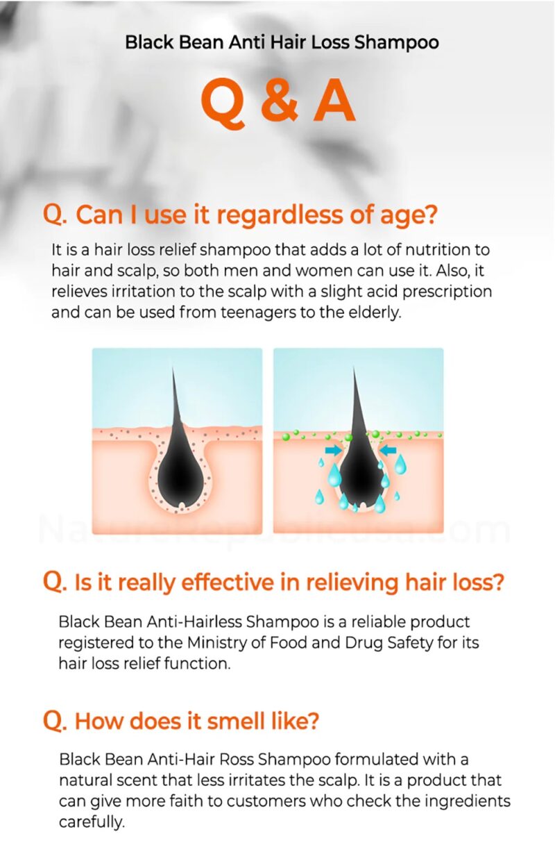 [nature republic] black bean anti hair loss shampoo 300ml - strengthen and nourish your hair with our anti hair loss shampoo - image 7
