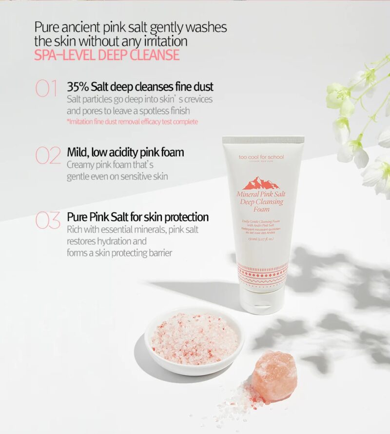 [to cool for school] mineral pink salt deep cleansing foam 150ml - deeply cleanse and purify your skin with our cleansing foam - image 6