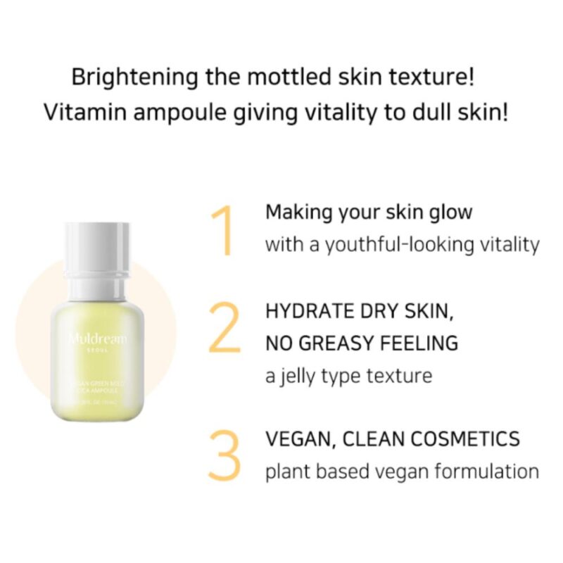 [muldream] vegan green mild vita ampoule 30ml - nourish and brighten your skin with our vegan ampoule - image 7