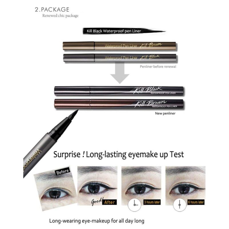 [clio professional] waterproof pen liner - kill black 0. 55g - achieve precise and long-lasting eyeliner with our waterproof pen liner - image 3