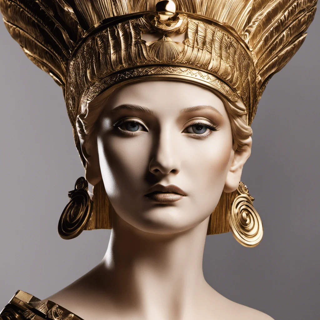 An image showcasing the evolution of CLIO Cosmetics by juxtaposing a Greek statue of a Muse with a modern makeup palette, symbolizing the transformation from ancient inspiration to a contemporary beauty brand