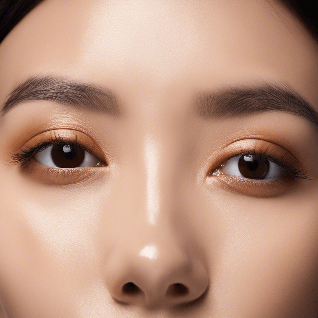 An image showcasing a close-up shot of a woman's glowing, hydrated skin after using Tony Moly Aloe Vera Gel