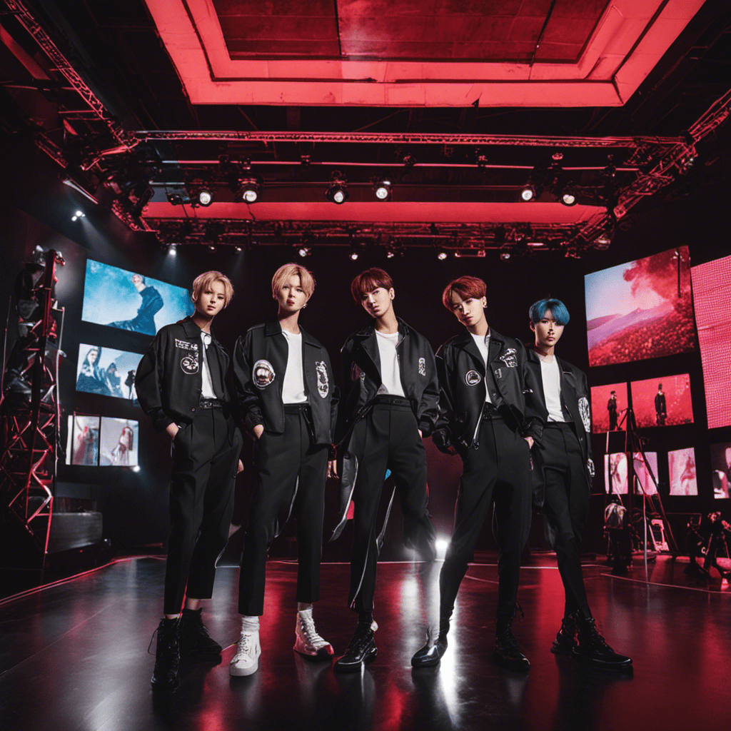 An image that showcases the diverse range of k-pop sub-units, capturing their versatility and adaptability through contrasting visual elements, such as a dynamic stage performance against a backdrop of a serene art studio