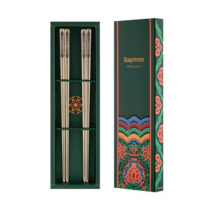 Matte Gold Stainless Steel Korean Traditional Patterns Chopsticks