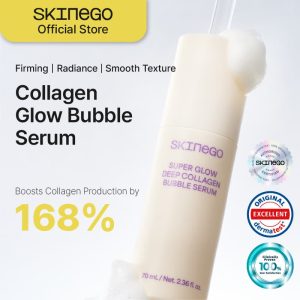 SKINEGO SUPER GLOW DEEP COLLAGEN BUBBLE SERUM, KOREAN SKINCARE, AMPULE, SERUM, COLLAGEN
