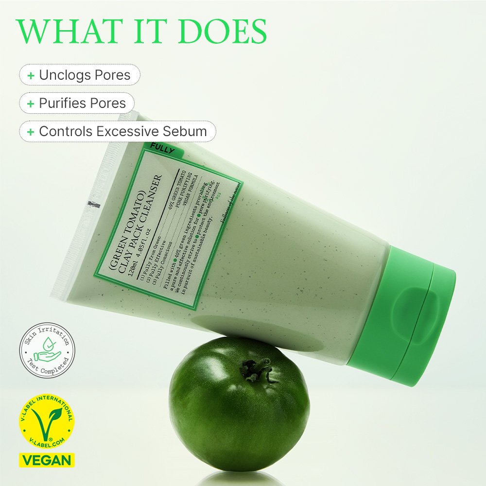 FULLY packaging panel highlighting pore unclogging, pore purifying, and sebum control benefits