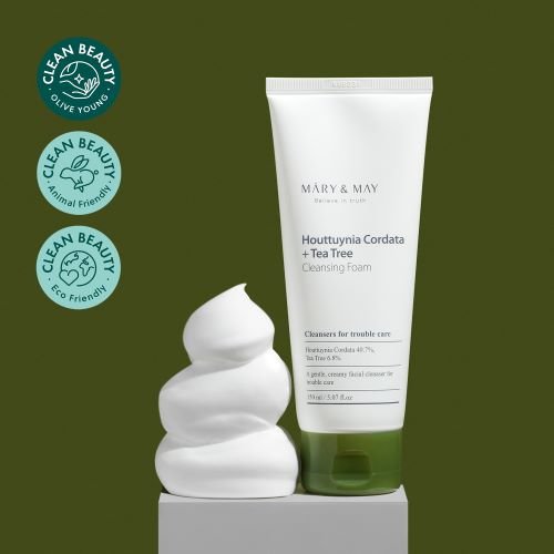 Mary and May product box displaying clean beauty and eco-friendly certification badges