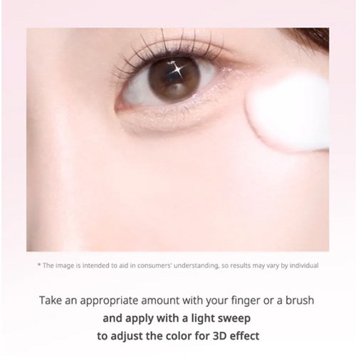 Application guide for Peripera Ink V Highlighter showing light sweeping technique for 3D effect
