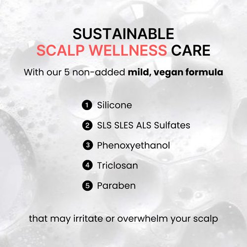 Sustainable scalp wellness care 5 non-added mild vegan formula breakdown